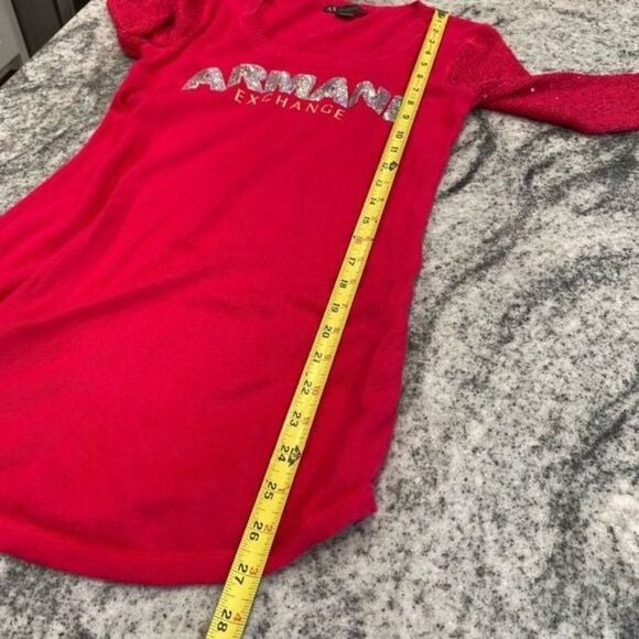 AX Armani Exchange XS Extra Small Pink Sweater Sequin Logo & 3/4 Sleevees - Picture 8 of 10